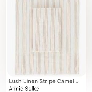NWT- Annie Selk Lush Linen Camel Stripe Sheet Set